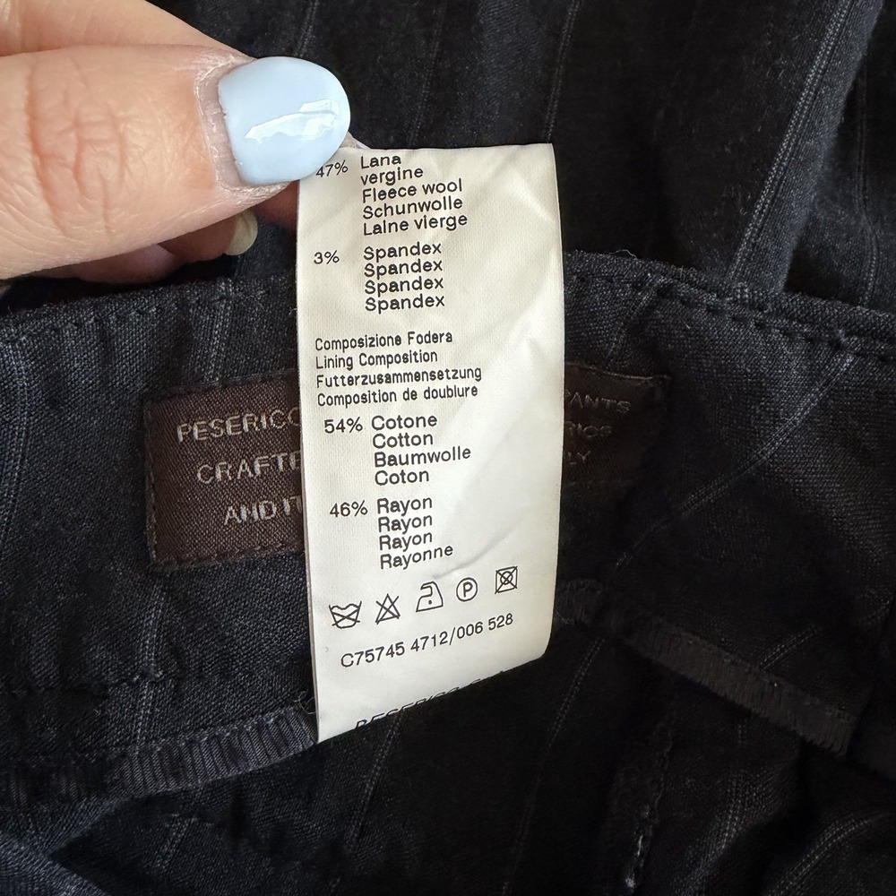 Peserico Fleece Wool Blend Pinstripe Ankle Pants Italy Sz 46 US 10 Academia Work - Picture 11 of 13